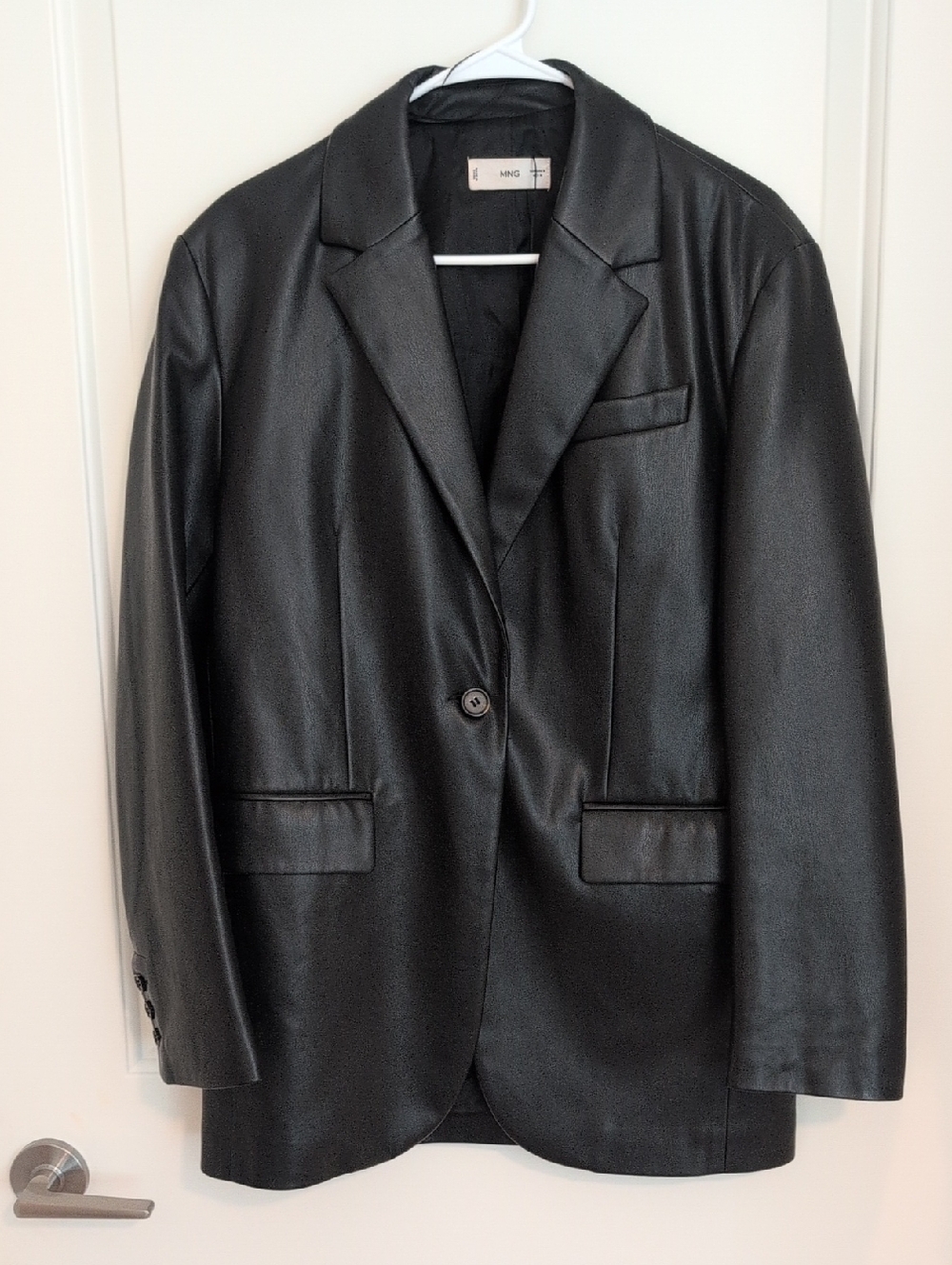 Mango Faux Leather Blazer Jacket M - Picture 3 of 6